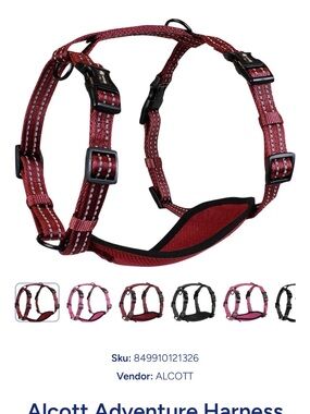Alcott Extra Small XS Red Everyday Adventure Harness NWT D-9